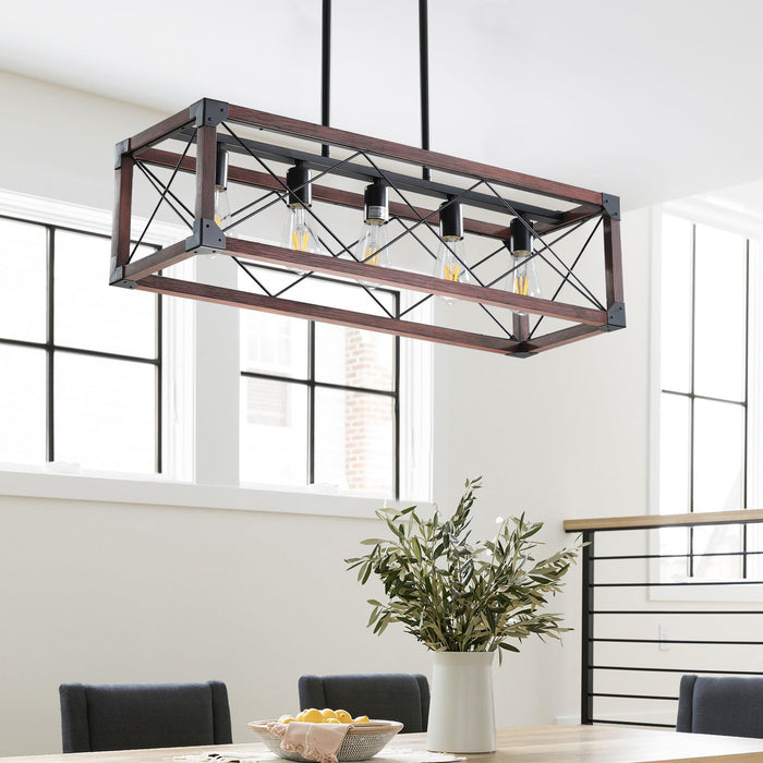 5-Light Retro Farmhouse Chandelier For Kitchen, Living room, Dining room Red(No Bulbs) - DTYStore