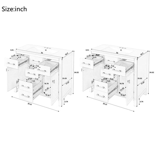 72'' Bathroom Vanity with Ceramic Sink Combo Set, Modern Freestanding Single Bathroom Cabinet with 4 Drawers & 2 Cabinets,Storage Cabinet for Bathroom, Solid Wood Frame Vanity Set Default -DTYStore