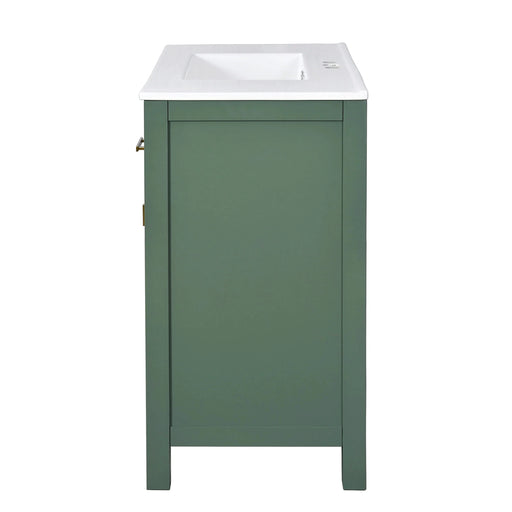 72'' Bathroom Vanity with Ceramic Sink Combo Set, Modern Freestanding Single Bathroom Cabinet with 4 Drawers & 2 Cabinets,Storage Cabinet for Bathroom, Solid Wood Frame Vanity Set, Green Default -DTYStore