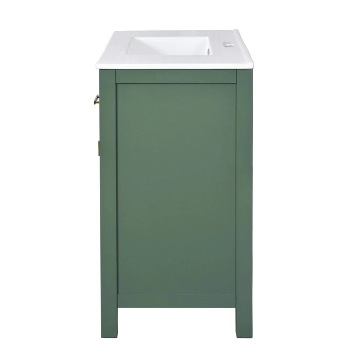 72'' Bathroom Vanity with Ceramic Sink Combo Set, Modern Freestanding Single Bathroom Cabinet with 4 Drawers & 2 Cabinets,Storage Cabinet for Bathroom, Solid Wood Frame Vanity Set, Green Default -DTYStore