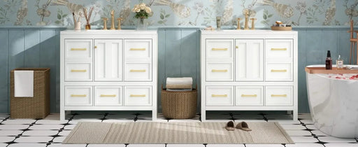 72'' Bathroom Vanity with Resin Sink Combo, Solid Wood Frame Bathroom Storage Cabinet, Freestanding Vanity Set with 5 Drawers& Soft Closing Doors Default -DTYStore