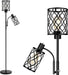 72' Farmhouse Floor Lamps for Living room, Black Floor Lamp with Adjustable Reading Lamp, 2-Light Tall Standing Lamps with 2 Edison Bulbs, Industrial Floor Lamps for Bedroom, Office, 6W, Black Default -DTYStore