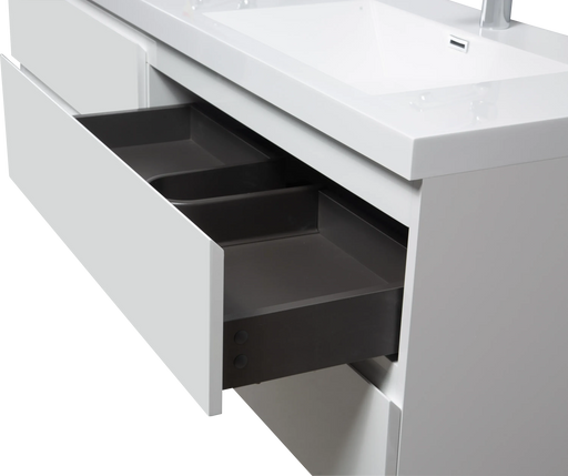 72' Floating Bathroom Vanity with Sink, Modern Wall-Mounted Bathroom Storage Vanity Cabinet with 2 Resin Top Basin and 4 Soft Close Drawers, Glossy White 24V11-72GW Default -DTYStore
