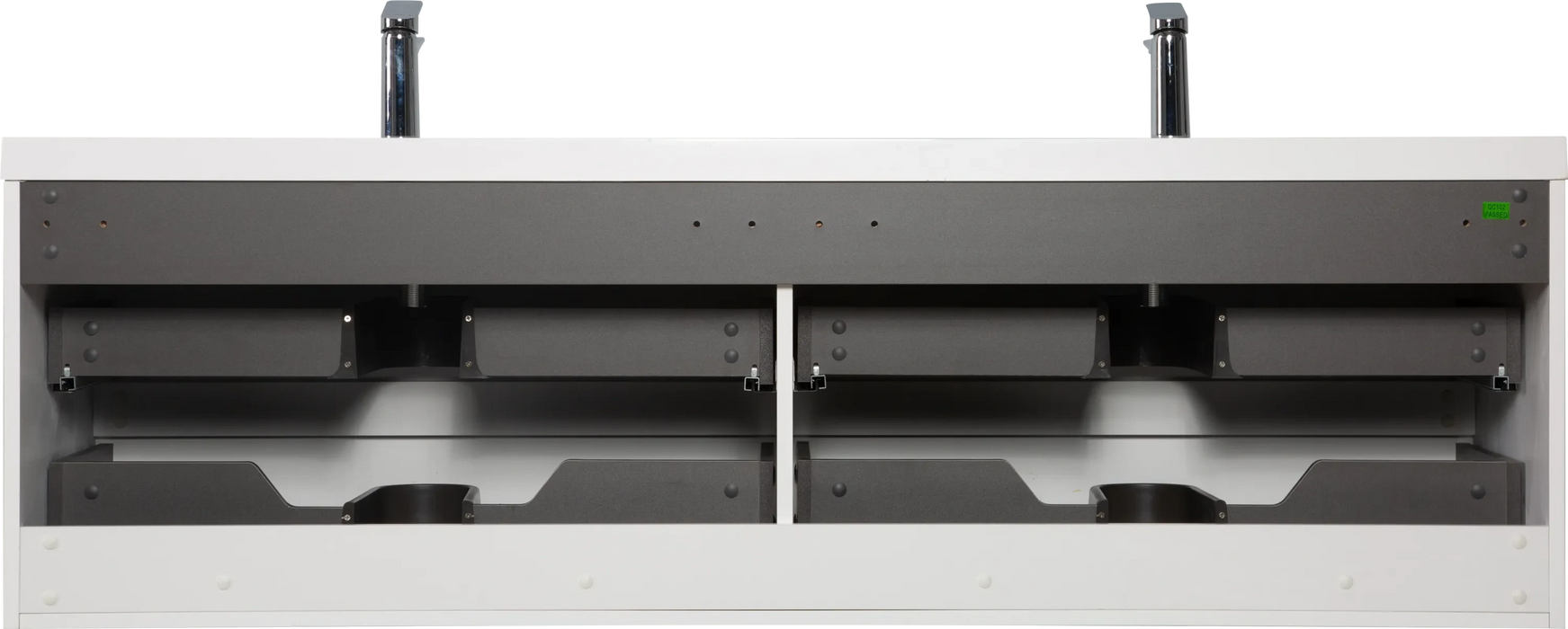 72' Floating Bathroom Vanity with Sink, Modern Wall-Mounted Bathroom Storage Vanity Cabinet with 2 Resin Top Basin and 4 Soft Close Drawers, Glossy White 24V11-72GW Default -DTYStore