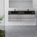 72' Floating Bathroom Vanity with Sink, Modern Wall-Mounted Bathroom Storage Vanity Cabinet with Two Black Quartz Sand Top Basins and Four Soft Close Drawers, EDI-Series Cement Grey 24V12-72GR Default -DTYStore