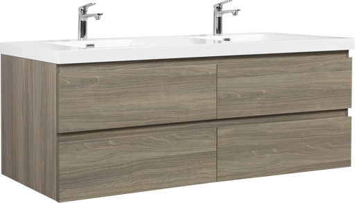 72' Floating Bathroom Vanity with Sink, Modern Wall-Mounted Bathroom Storage Vanity Cabinet with Two Resin Top Basin and Four Soft Close Drawers, Ash Grey 24V11-72AG Default -DTYStore