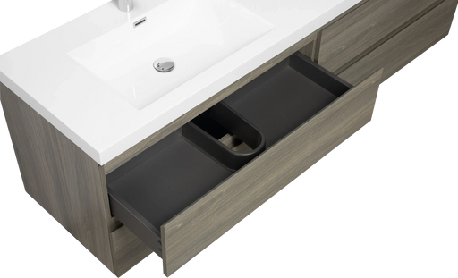 72' Floating Bathroom Vanity with Sink, Modern Wall-Mounted Bathroom Storage Vanity Cabinet with Two Resin Top Basin and Four Soft Close Drawers, Ash Grey 24V11-72AG Default -DTYStore