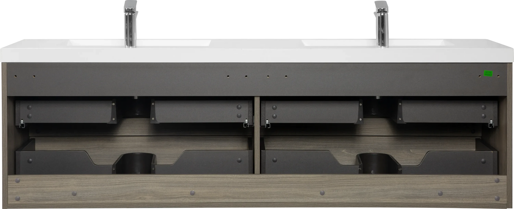 72' Floating Bathroom Vanity with Sink, Modern Wall-Mounted Bathroom Storage Vanity Cabinet with Two Resin Top Basin and Four Soft Close Drawers, Ash Grey 24V11-72AG Default -DTYStore