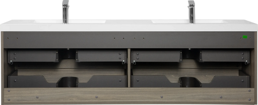 72' Floating Bathroom Vanity with Sink, Modern Wall-Mounted Bathroom Storage Vanity Cabinet with Two Resin Top Basin and Four Soft Close Drawers, Ash Grey 24V11-72AG Default -DTYStore