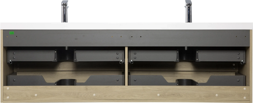 72' Floating Bathroom Vanity with Sink, Modern Wall-Mounted Bathroom Storage Vanity Cabinet with Two Resin Top Basin and Four Soft Close Drawers, Natural Oak 24V11-72NO Default -DTYStore