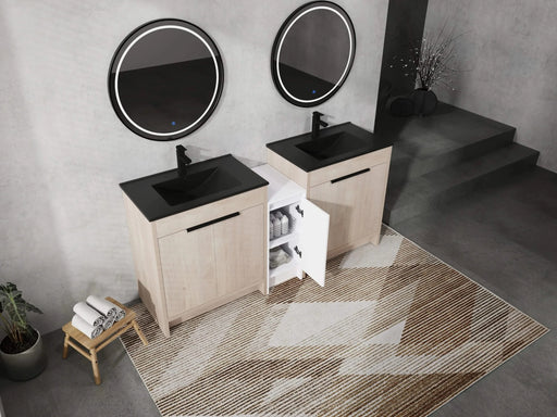 72 Inch Freestanding Bathroom Vanity with Black Ceramic Sink and Storage Cabinets, Soft Closing Door, 02430*2+0312 Combination Cabinet, KD-Package Default -DTYStore