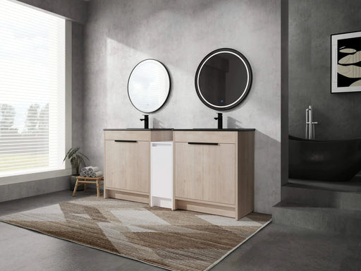 72 Inch Freestanding Bathroom Vanity with Black Ceramic Sink and Storage Cabinets, Soft Closing Door, 02430*2+0312 Combination Cabinet, KD-Package Default -DTYStore