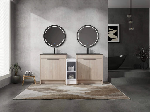 72 Inch Freestanding Bathroom Vanity with Black Ceramic Sink and Storage Cabinets, Soft Closing Door, 02430*2+0312 Combination Cabinet, KD-Package Default -DTYStore