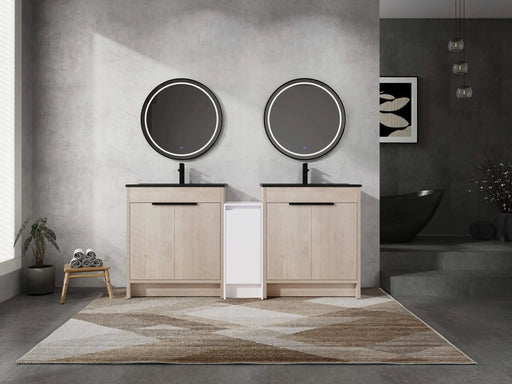 72 Inch Freestanding Bathroom Vanity with Black Ceramic Sink and Storage Cabinets, Soft Closing Door, 02430*2+0312 Combination Cabinet, KD-Package Default -DTYStore