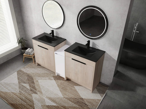 72 Inch Freestanding Bathroom Vanity with Black Ceramic Sink and Storage Cabinets, Soft Closing Door, 02430*2+0312 Combination Cabinet, KD-Package Default -DTYStore