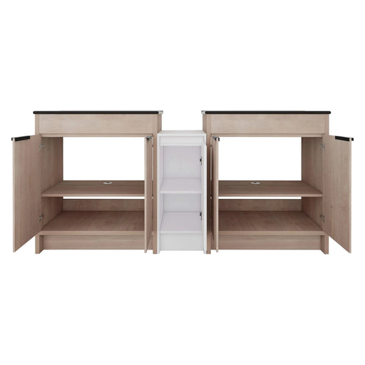 72 Inch Freestanding Bathroom Vanity with Black Ceramic Sink and Storage Cabinets, Soft Closing Door, 02430*2+0312 Combination Cabinet, KD-Package Default -DTYStore