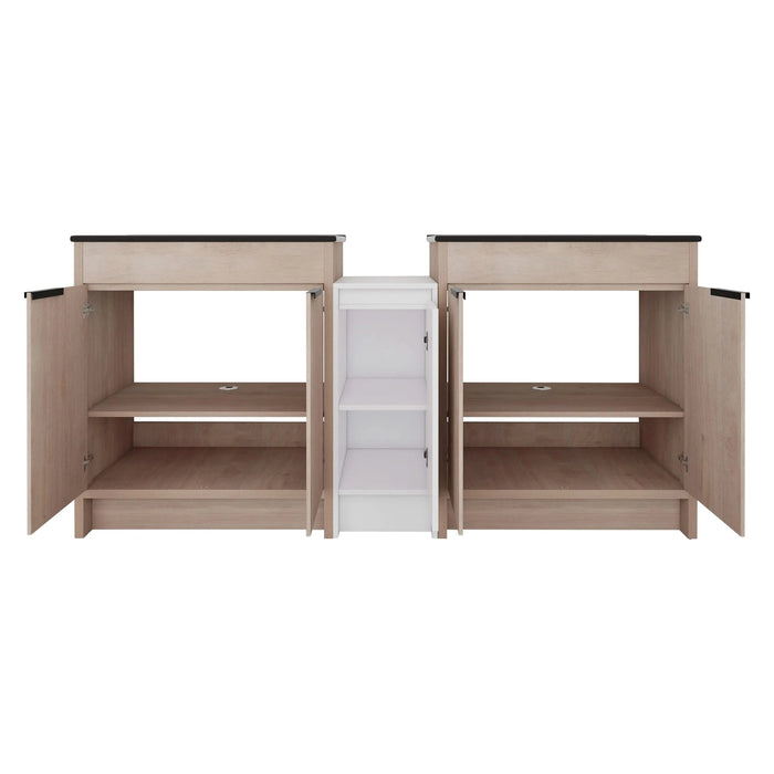 72 Inch Freestanding Bathroom Vanity with Black Ceramic Sink and Storage Cabinets, Soft Closing Door, 02430*2+0312 Combination Cabinet, KD-Package Default -DTYStore