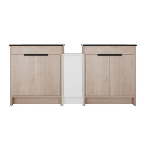 72 Inch Freestanding Bathroom Vanity with Black Ceramic Sink and Storage Cabinets, Soft Closing Door, 02430*2+0312 Combination Cabinet, KD-Package Default -DTYStore