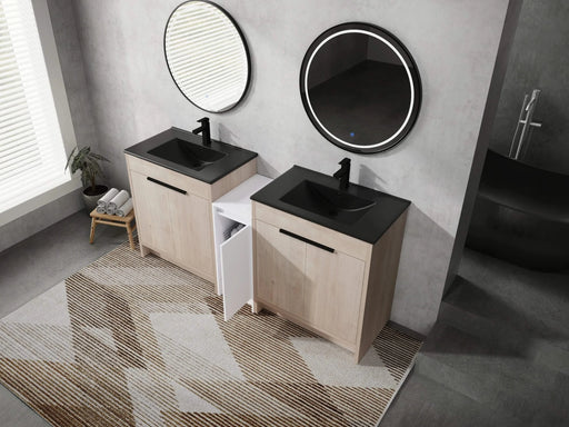 72 Inch Freestanding Bathroom Vanity with Black Ceramic Sink and Storage Cabinets, Soft Closing Door, 02430*2+0312 Combination Cabinet, KD-Package Default -DTYStore