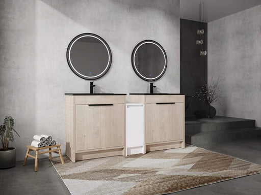 72 Inch Freestanding Bathroom Vanity with Black Ceramic Sink and Storage Cabinets, Soft Closing Door, 02430*2+0312 Combination Cabinet, KD-Package Default -DTYStore