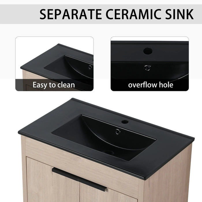 72 Inch Freestanding Bathroom Vanity with Black Ceramic Sink and Storage Cabinets, Soft Closing Door, 02430*2+0312 Combination Cabinet, KD-Package Default -DTYStore