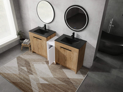 72 Inch Freestanding Bathroom Vanity with Black Ceramic Sink and Storage Cabinets, Soft Closing Door, 02430IMO*2+0312 Combination Cabinet, KD-Package Default -DTYStore