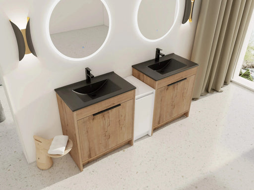 72 Inch Freestanding Bathroom Vanity with Black Ceramic Sink and Storage Cabinets, Soft Closing Door, 02430IMO*2+0312 Combination Cabinet, KD-Package Default -DTYStore