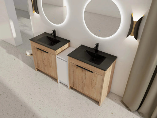 72 Inch Freestanding Bathroom Vanity with Black Ceramic Sink and Storage Cabinets, Soft Closing Door, 02430IMO*2+0312 Combination Cabinet, KD-Package Default -DTYStore