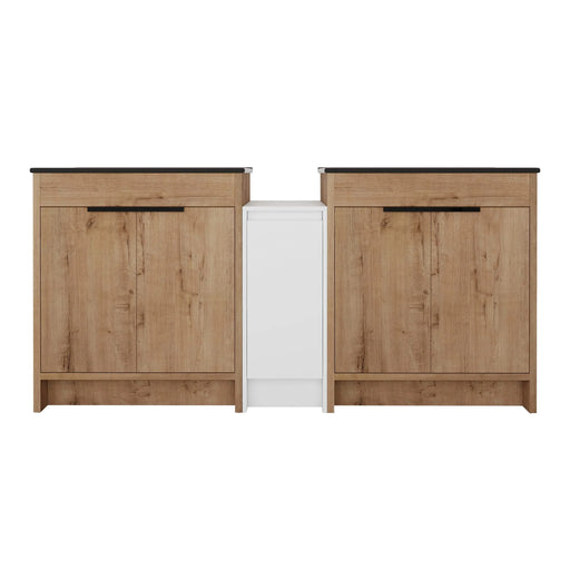 72 Inch Freestanding Bathroom Vanity with Black Ceramic Sink and Storage Cabinets, Soft Closing Door, 02430IMO*2+0312 Combination Cabinet, KD-Package Default -DTYStore