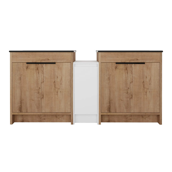 72 Inch Freestanding Bathroom Vanity with Black Ceramic Sink and Storage Cabinets, Soft Closing Door, 02430IMO*2+0312 Combination Cabinet, KD-Package Default -DTYStore