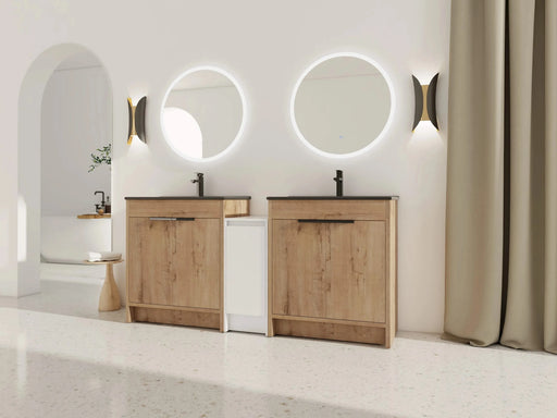 72 Inch Freestanding Bathroom Vanity with Black Ceramic Sink and Storage Cabinets, Soft Closing Door, 02430IMO*2+0312 Combination Cabinet, KD-Package Default -DTYStore