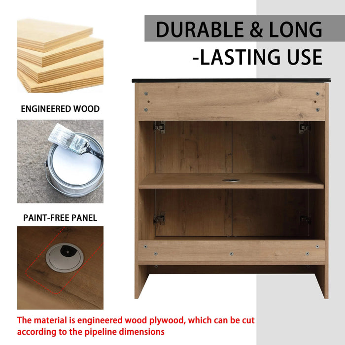 72 Inch Freestanding Bathroom Vanity with Black Ceramic Sink and Storage Cabinets, Soft Closing Door, 02430IMO*2+0312 Combination Cabinet, KD-Package Default -DTYStore