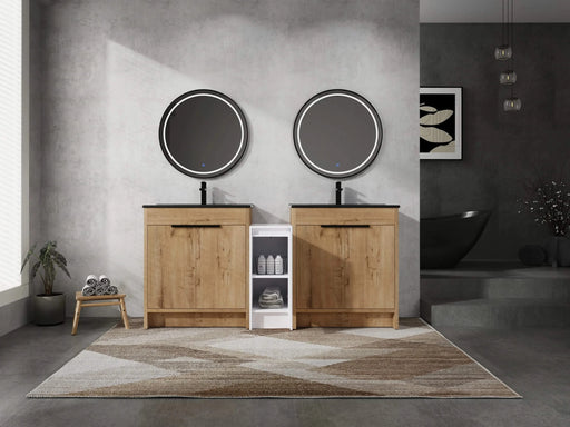 72 Inch Freestanding Bathroom Vanity with Black Ceramic Sink and Storage Cabinets, Soft Closing Door, 02430IMO*2+0312 Combination Cabinet, KD-Package Default -DTYStore