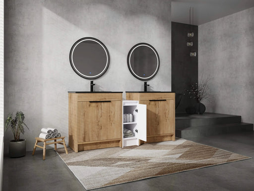 72 Inch Freestanding Bathroom Vanity with Black Ceramic Sink and Storage Cabinets, Soft Closing Door, 02430IMO*2+0312 Combination Cabinet, KD-Package Default -DTYStore