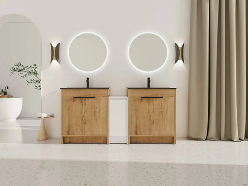 72 Inch Freestanding Bathroom Vanity with Black Ceramic Sink and Storage Cabinets, Soft Closing Door, 02430IMO*2+0312 Combination Cabinet, KD-Package Default -DTYStore