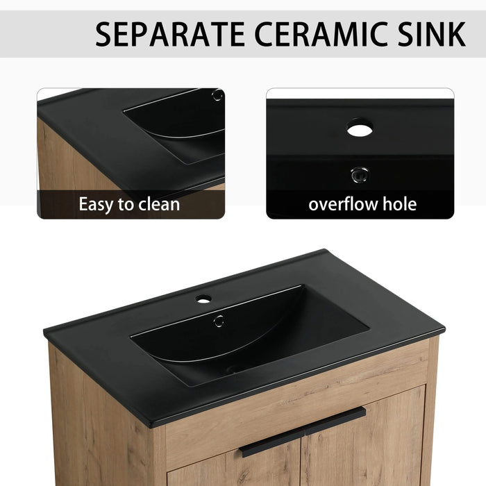 72 Inch Freestanding Bathroom Vanity with Black Ceramic Sink and Storage Cabinets, Soft Closing Door, 02430IMO*2+0312 Combination Cabinet, KD-Package Default -DTYStore