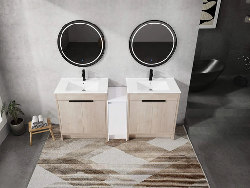 72 Inch Freestanding Bathroom Vanity with Ceramic Sink and Storage Cabinets, Soft Closing Door, 02430*2+0312 Combination Cabinet, KD-Package Default -DTYStore