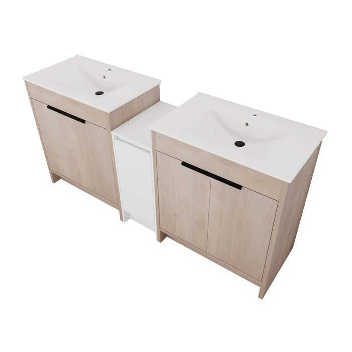 72 Inch Freestanding Bathroom Vanity with Ceramic Sink and Storage Cabinets, Soft Closing Door, 02430*2+0312 Combination Cabinet, KD-Package Default -DTYStore