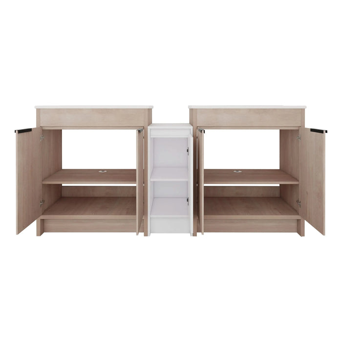 72 Inch Freestanding Bathroom Vanity with Ceramic Sink and Storage Cabinets, Soft Closing Door, 02430*2+0312 Combination Cabinet, KD-Package Default -DTYStore