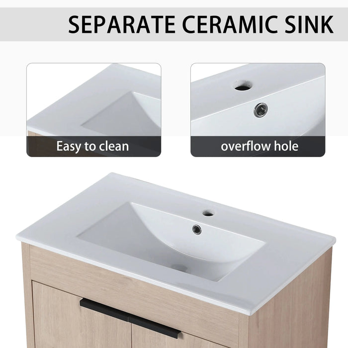 72 Inch Freestanding Bathroom Vanity with Ceramic Sink and Storage Cabinets, Soft Closing Door, 02430*2+0312 Combination Cabinet, KD-Package Default -DTYStore