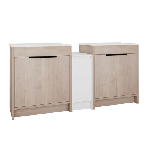 72 Inch Freestanding Bathroom Vanity with Ceramic Sink and Storage Cabinets, Soft Closing Door, 02430*2+0312 Combination Cabinet, KD-Package Default -DTYStore