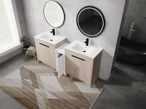72 Inch Freestanding Bathroom Vanity with Ceramic Sink and Storage Cabinets, Soft Closing Door, 02430*2+0312 Combination Cabinet, KD-Package Default -DTYStore