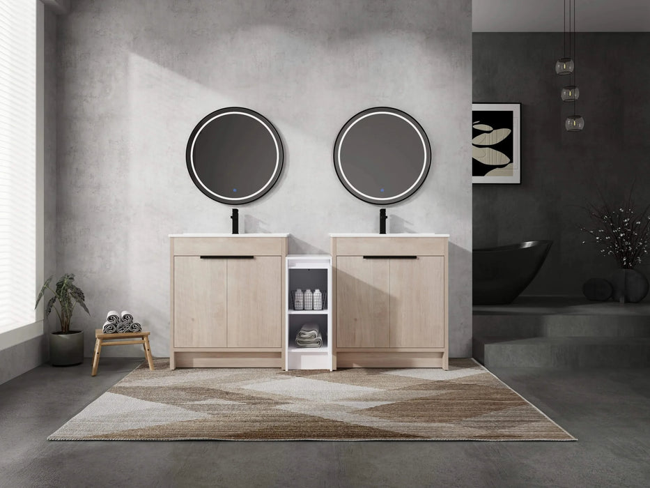 72 Inch Freestanding Bathroom Vanity with Ceramic Sink and Storage Cabinets, Soft Closing Door, 02430*2+0312 Combination Cabinet, KD-Package Default -DTYStore