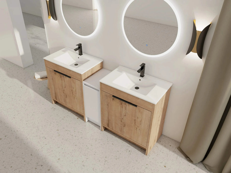 72 Inch Freestanding Bathroom Vanity with Ceramic Sink and Storage Cabinets, Soft Closing Door, 02430IMO*2+0312 Combination Cabinet, KD-Package Default -DTYStore