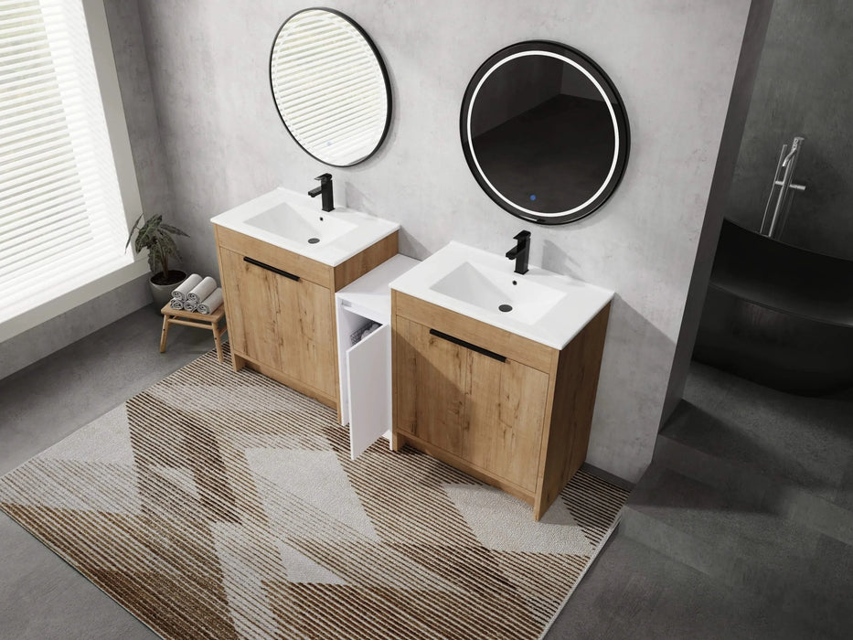 72 Inch Freestanding Bathroom Vanity with Ceramic Sink and Storage Cabinets, Soft Closing Door, 02430IMO*2+0312 Combination Cabinet, KD-Package Default -DTYStore