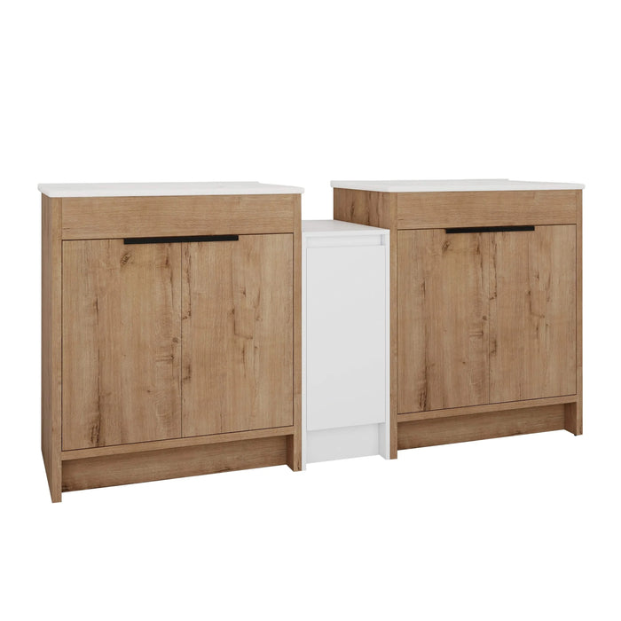 72 Inch Freestanding Bathroom Vanity with Ceramic Sink and Storage Cabinets, Soft Closing Door, 02430IMO*2+0312 Combination Cabinet, KD-Package Default -DTYStore