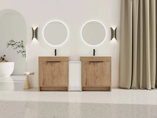 72 Inch Freestanding Bathroom Vanity with Ceramic Sink and Storage Cabinets, Soft Closing Door, 02430IMO*2+0312 Combination Cabinet, KD-Package Default -DTYStore