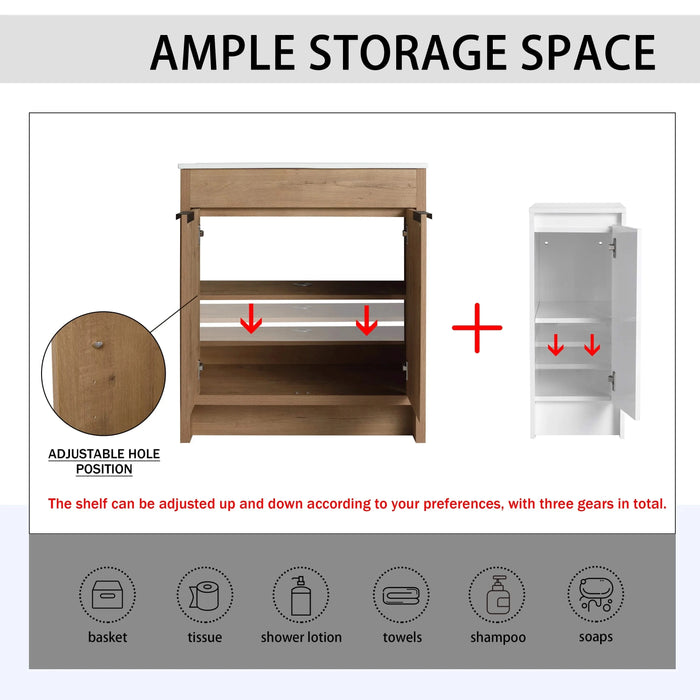 72 Inch Freestanding Bathroom Vanity with Ceramic Sink and Storage Cabinets, Soft Closing Door, 02430IMO*2+0312 Combination Cabinet, KD-Package Default -DTYStore
