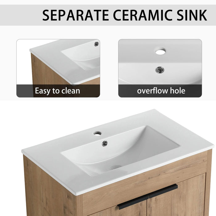 72 Inch Freestanding Bathroom Vanity with Ceramic Sink and Storage Cabinets, Soft Closing Door, 02430IMO*2+0312 Combination Cabinet, KD-Package Default -DTYStore