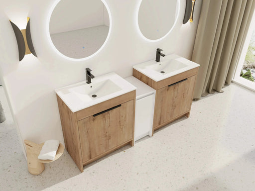 72 Inch Freestanding Bathroom Vanity with Ceramic Sink and Storage Cabinets, Soft Closing Door, 02430IMO*2+0312 Combination Cabinet, KD-Package Default -DTYStore